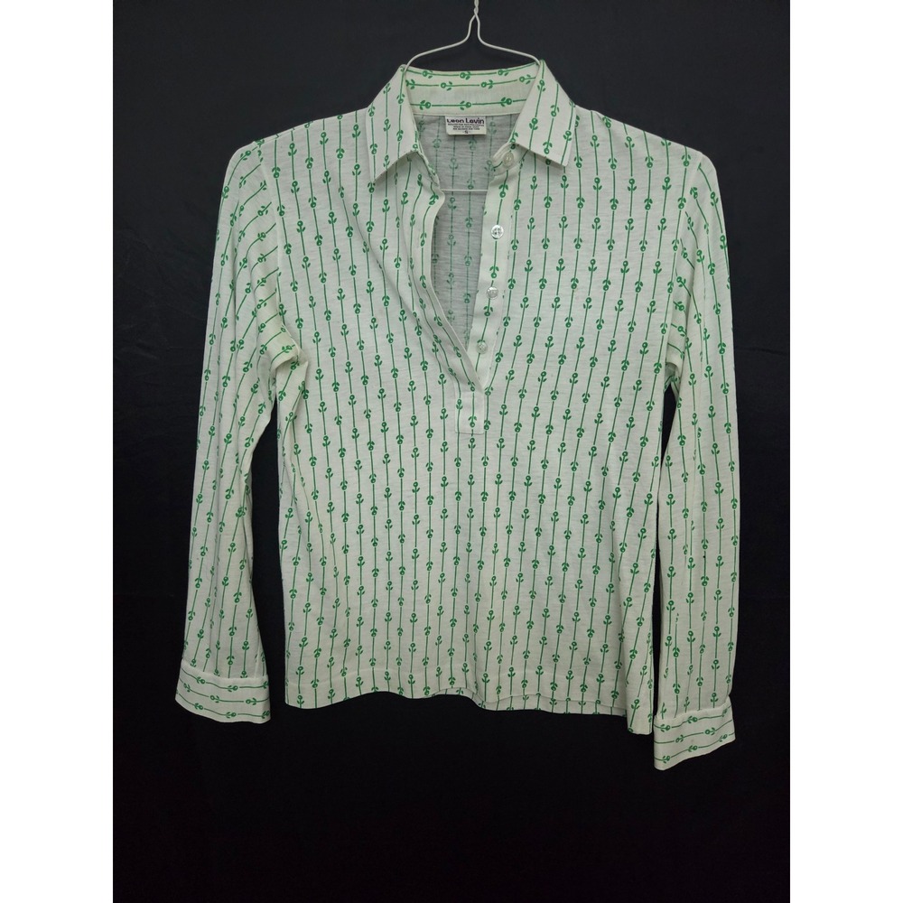 Vintage 1980s Leon Levin Womens Small‎ Polo Shirt Green
